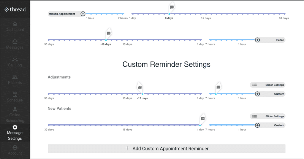 Custom reminder settings